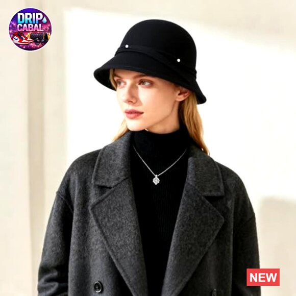 Wool Bucket Hat Winter Cloche Felt Hat Adjustable Vintage Fedora main image 6